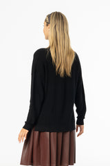 Black Drop Shoulder Knit Sweater