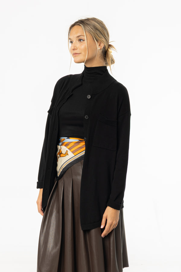 Black Oversized Knit Cardigan