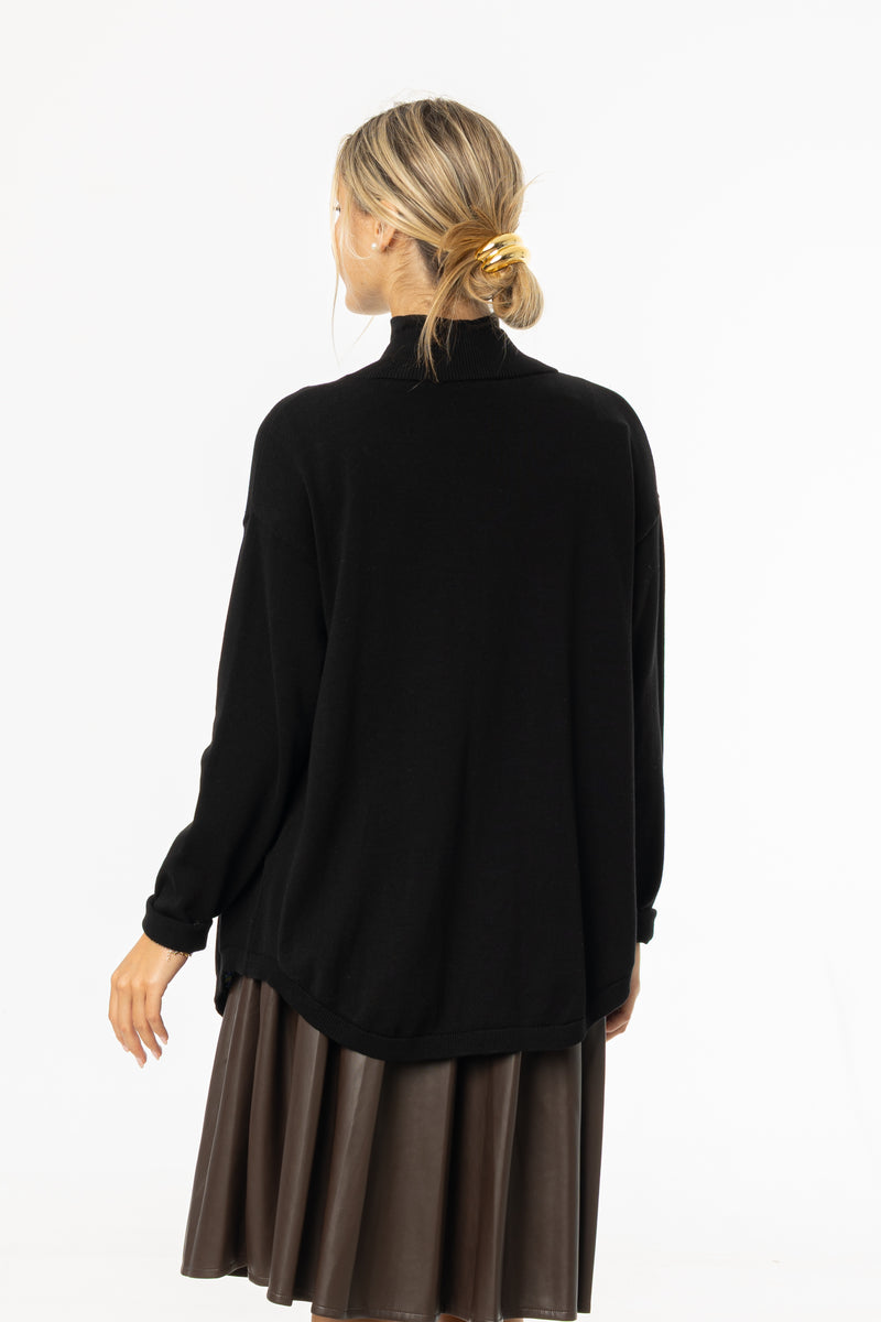 Black Oversized Knit Cardigan