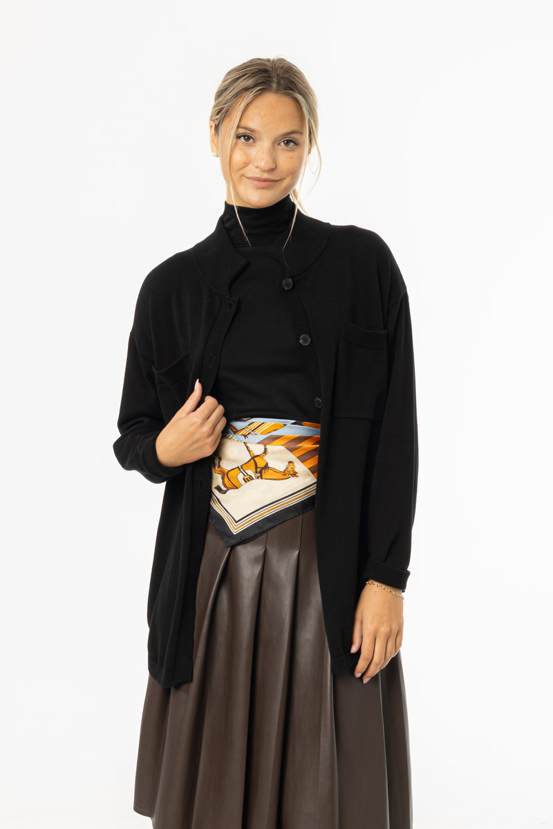 Black Oversized Knit Cardigan