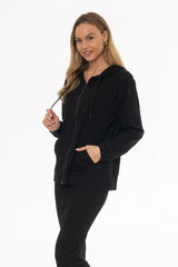 Black Oversized Zip Up Hoodie