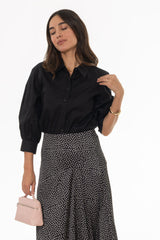 Black Paisley 3/4 Sleeve Blouse
