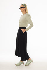 Black Panel Flare Maxi Skirt