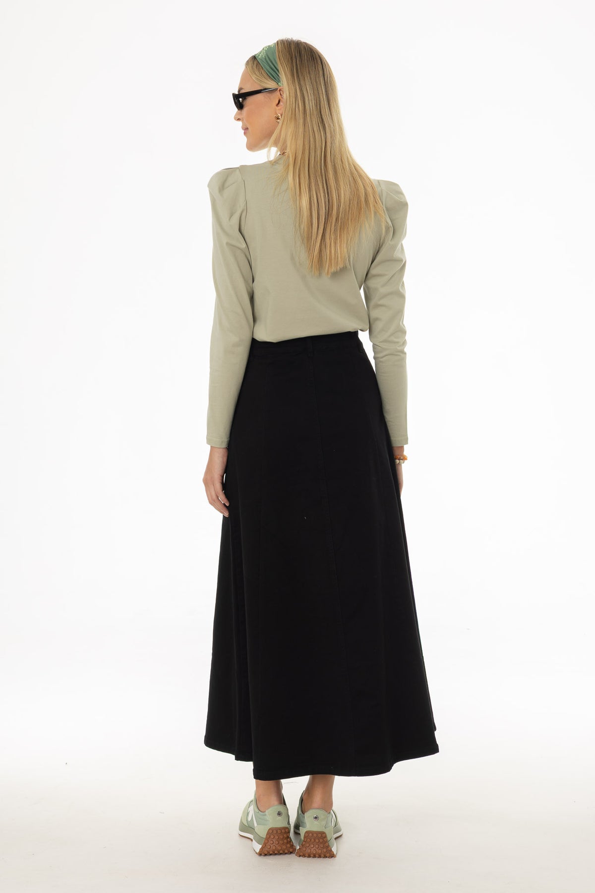 Black Panel Flare Maxi Skirt – BLANK