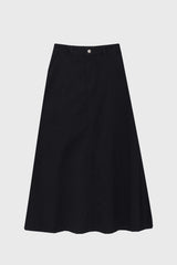 Black Panel Flare Maxi Skirt