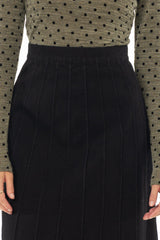 Black Paneled Denim Skirt