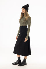 Black Paneled Denim Skirt