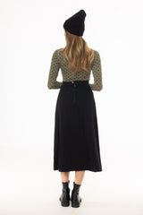 Black Paneled Denim Skirt