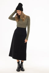Black Paneled Denim Skirt