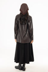 Black Paneled Wool Feel Maxi Skirt