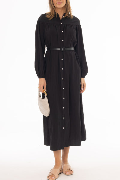 Black Pearl Button Maxi Dress – BLANK