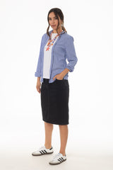 Black Pencil Denim Skirt