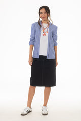 Black Pencil Denim Skirt