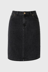 Black Pencil Denim Skirt