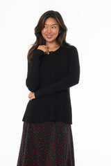 Black Peplum Knit Cardigan
