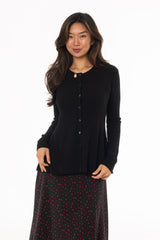 Black Peplum Knit Cardigan