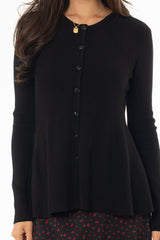 Black Peplum Knit Cardigan