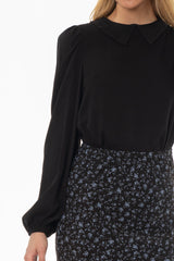 Black Peter Pan Collar Blouse
