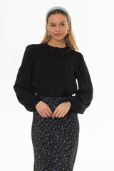 Black Peter Pan Collar Blouse