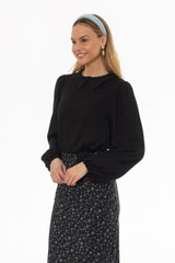 Black Peter Pan Collar Blouse
