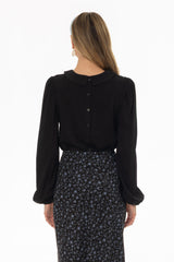 Black Peter Pan Collar Blouse