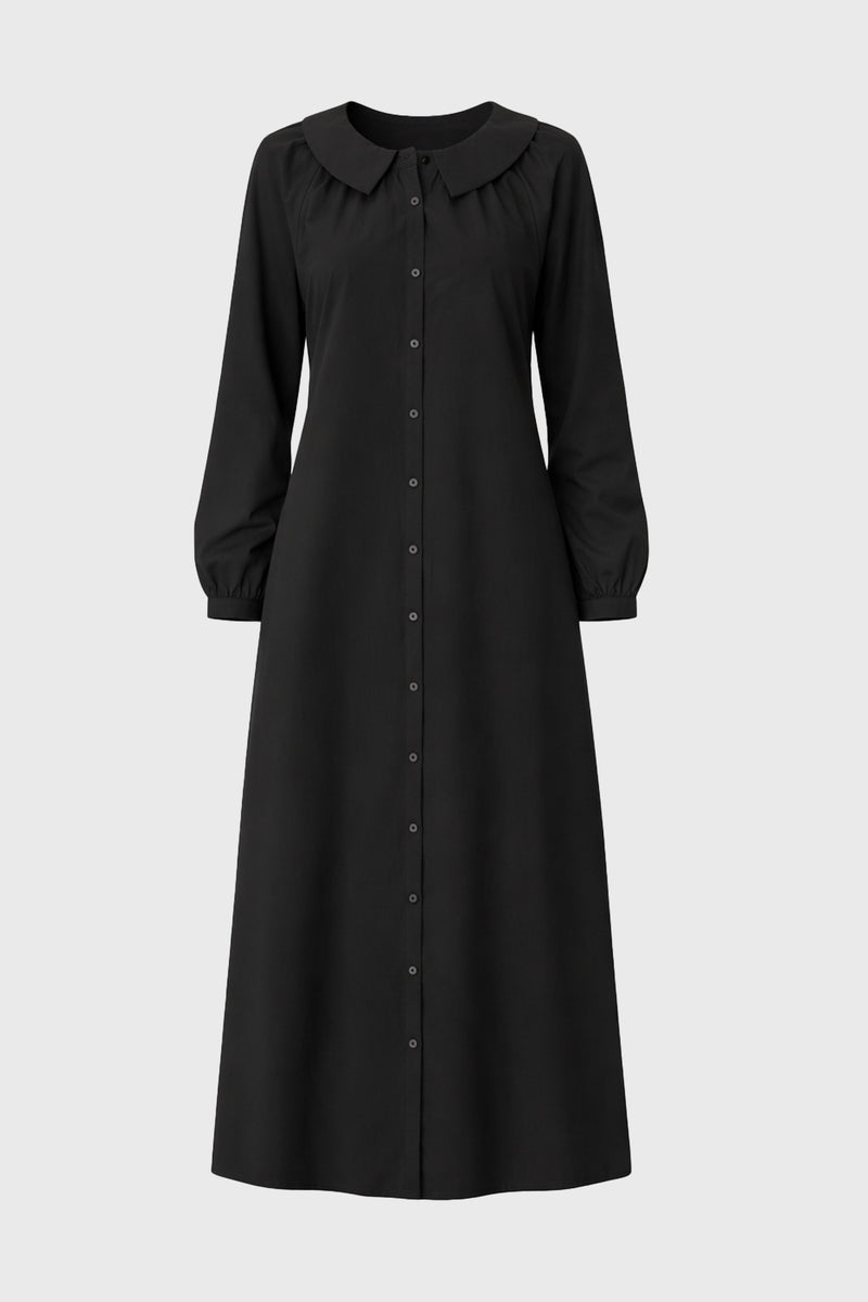 Black Peter Pan Collar Shirt Dress – BLANK