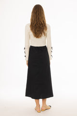 Black Pintuck Cotton Maxi Jumper