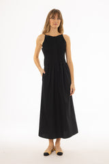 Black Pintuck Cotton Maxi Jumper