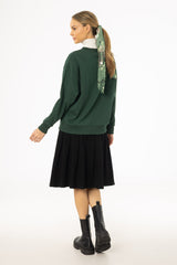 Black Pleated Denim Skirt