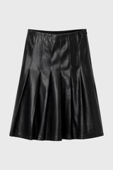 Black Pleated Leather Skirt