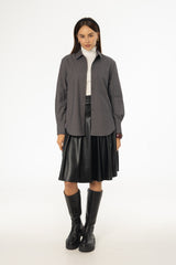 Black Pleated Leather Skirt