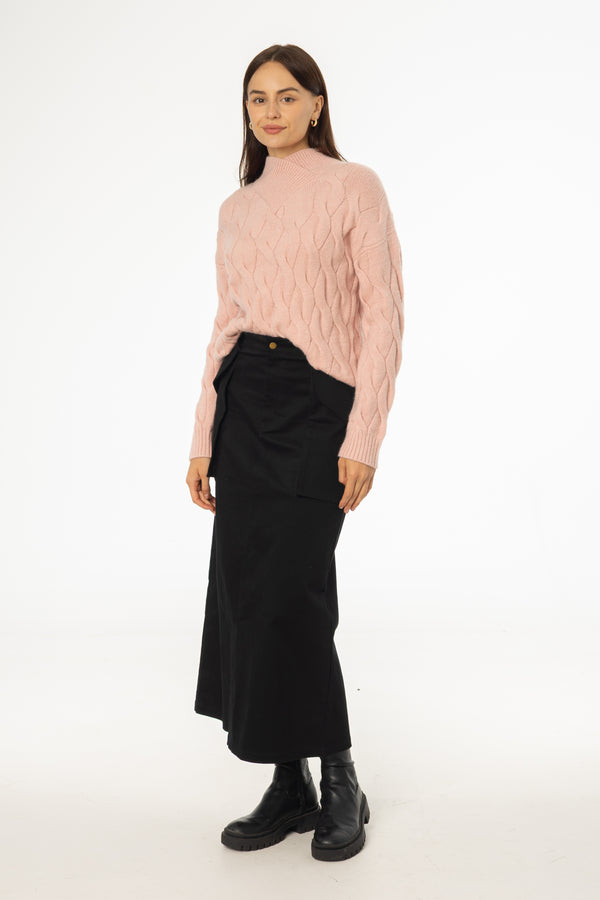Black Pocket Cargo Skirt