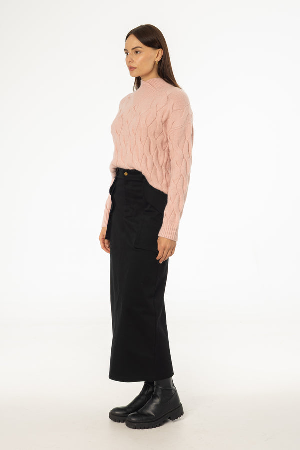 Black Pocket Cargo Skirt