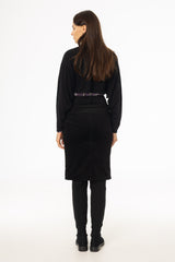 Black Pocket Corduroy Pencil Skirt