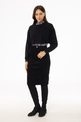 Black Pocket Corduroy Pencil Skirt
