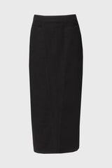 Black Pocket Stretch Denim Maxi Skirt