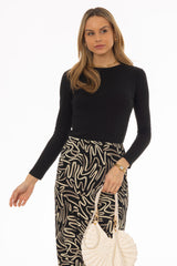 Black Pointelle Scalloped T-Shirt