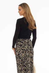 Black Pointelle Scalloped T-Shirt