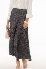 Black Polka Dot Asymmetrical Flare Skirt