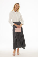 Black Polka Dot Asymmetrical Flare Skirt