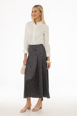 Black Polka Dot Asymmetrical Flare Skirt