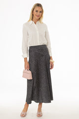 Black Polka Dot Asymmetrical Flare Skirt