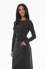 Black Polka Dot Printed T-Shirt