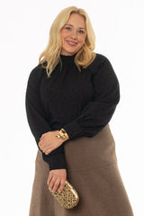 Black Polka Dot Tie Neck Top