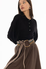 Black Polo Thin Knit Sweater