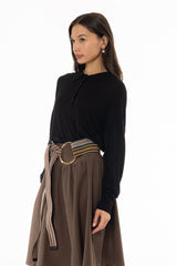 Black Polo Thin Knit Sweater