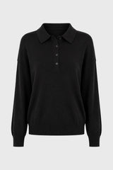 Black Polo Thin Knit Sweater