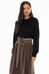 Black Polo Thin Knit Sweater