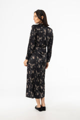 Black & Beige Side Tie Maxi Dress