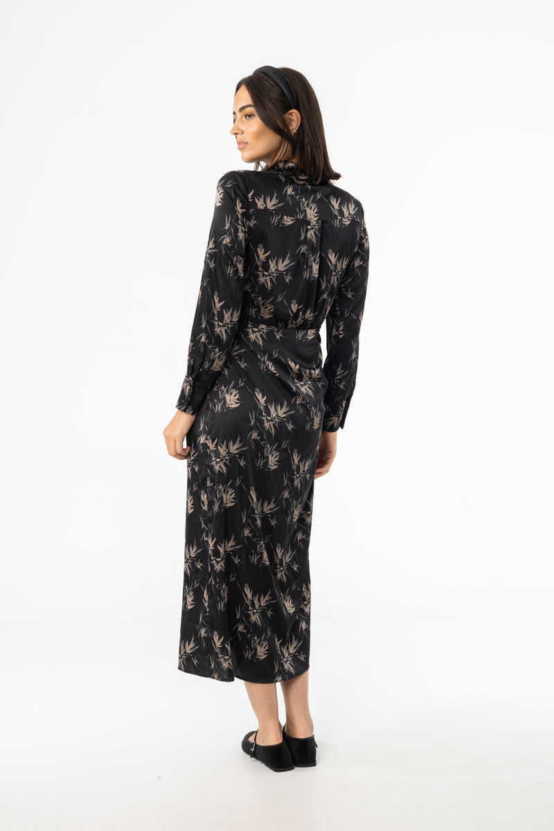 Black And Beige Side Tie Maxi Dress BLANK Black And Beige Side Tie Maxi Dress BLANK